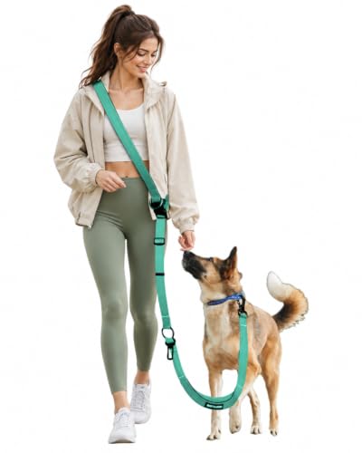 Hands Free Dog Leash with Seatbelt Set (Green / 71-114‘’)