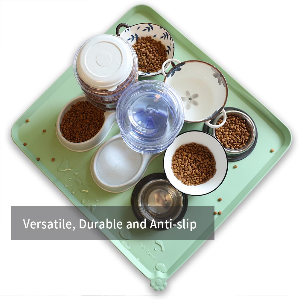 XX Large Silicone Pet Food Mats Tray (28" x 26" / Jade)