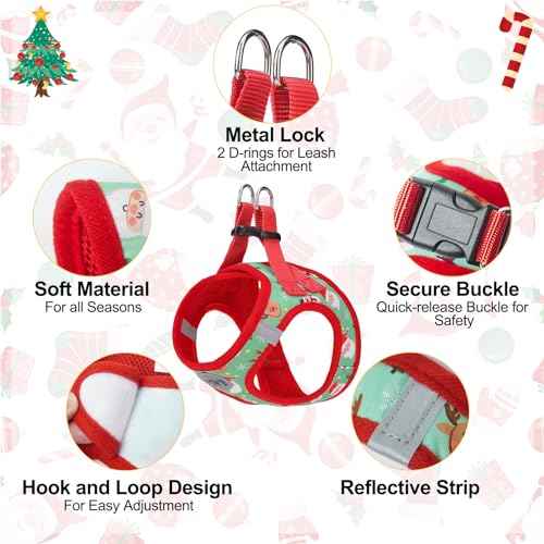 Step in Dog Harness and Leash Set (Small(Chest Girth 14.5" - 16") / Christmas)