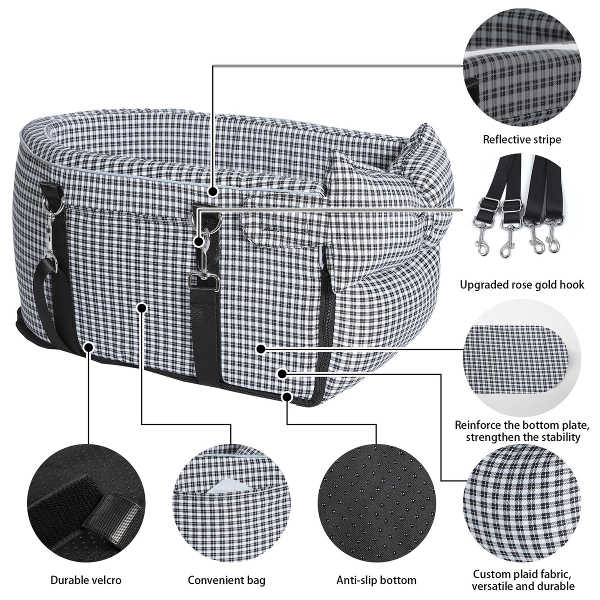 Center Console Dog Car Seat Dog Bed for Car Console Portable Armrest Booster Seat Carrier for Small Medium Dogs Anti