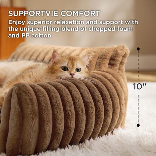 ComfyFleece® Shown on TV Dog Couch for Medium Dogs (36x27x10" / Camel Brown)
