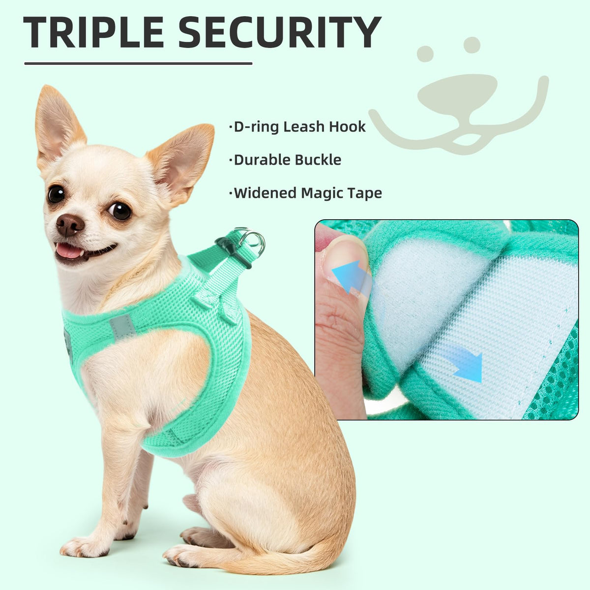 Dog Harness Collar and Leash Set No Pull for Small Medium Sized (Solid Green / S (CHEST 14.5"-16"))