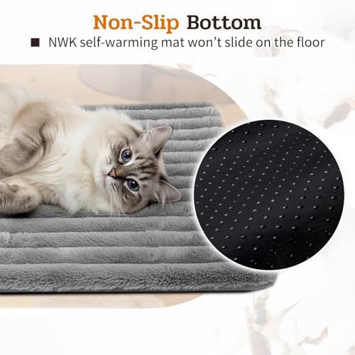 2Pcs Soft Plush Fluffy Self Warming Thermal Pet Mat for Dogs and Cats (Misty Gray / Small (20'' X 16'' X 1''))