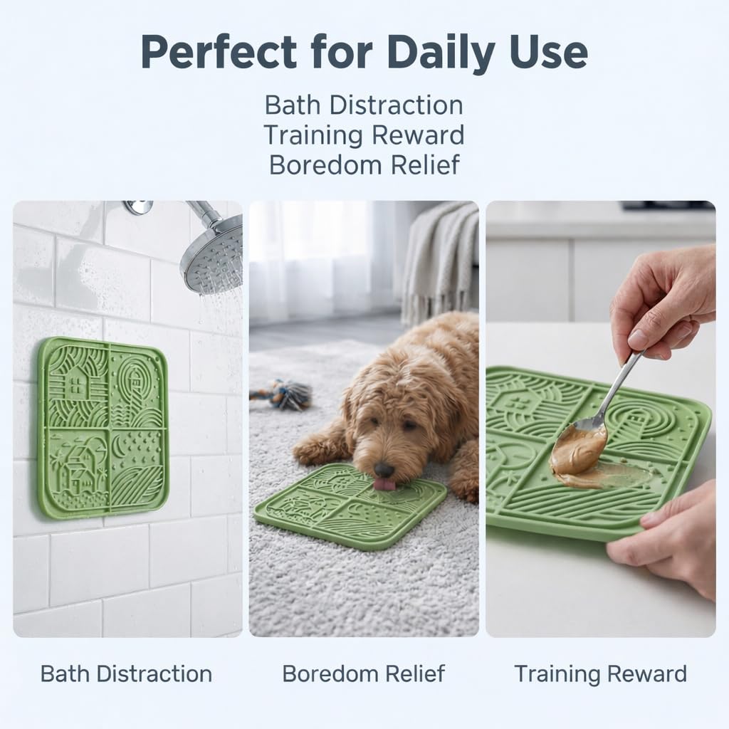 Dog Lick Mat with Suction Cups (Green)