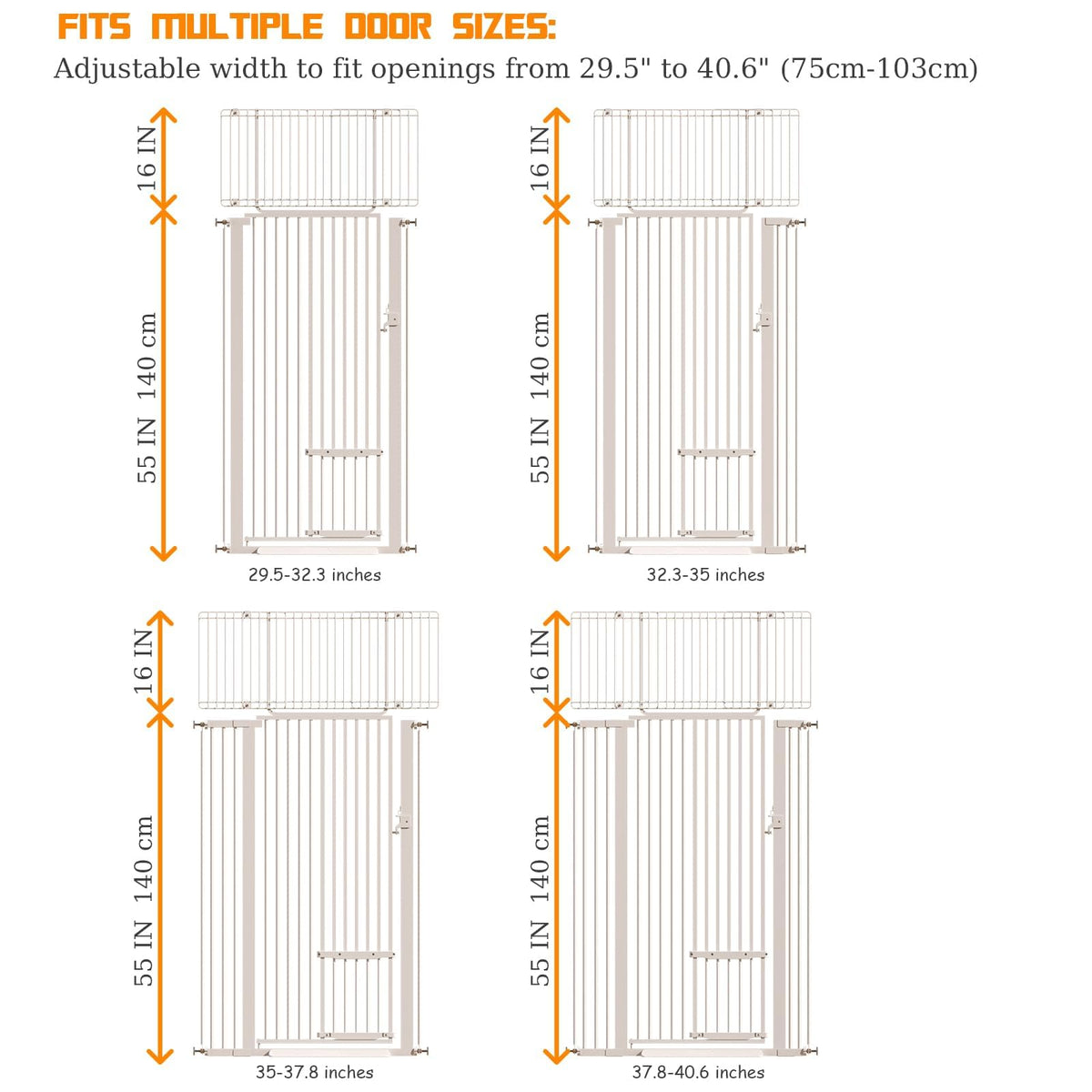 71" Extra Tall Cat Gate 29.5 (White / 71 inches SET A)