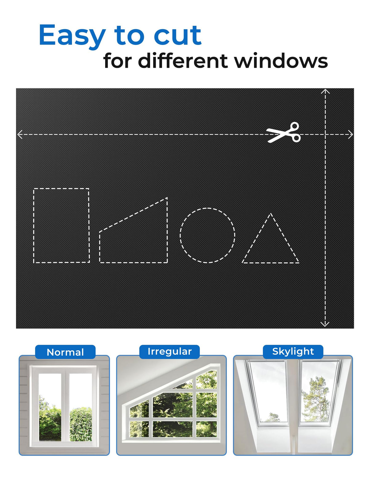 Blackout Curtains for Bedroom Portable 34"x60" Blackout Shades (Black / 34"W x 60"H)