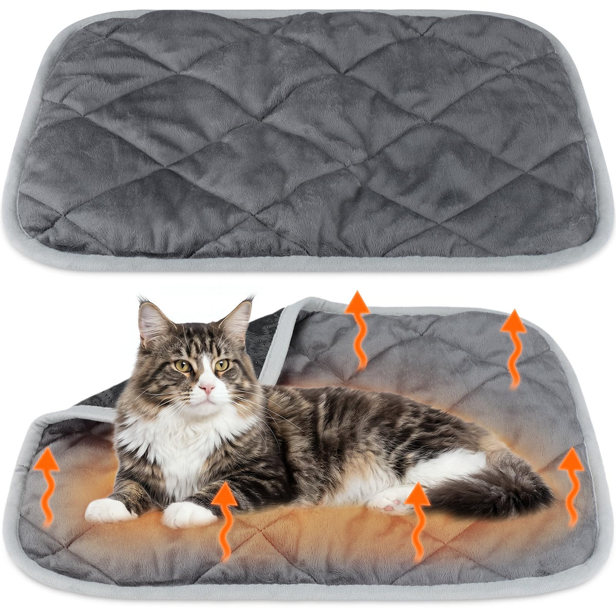 2 Pack Self Warming Cat Bed Thermal Pet Mat (18 x 24 Inches / Gray)