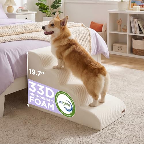Lesure Dog Stairs for Small Dogs (Beige / 4-Step (H: 19.7IN))