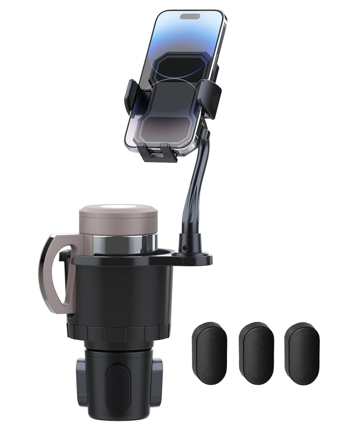 Car Cup Holder Expander with Phone Holder (Flexible Neck)