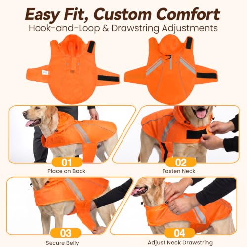Dog Raincoat Wetoff Dog Rain Coat (Orange / L (26"-30" chest girth))