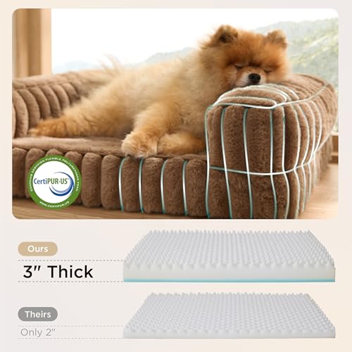 ComfyFleece® Memory Foam Orthopedic Dog Beds Medium Size Dog 30" (Camel Brown / 30.0"l X 20.0"w X 6.5"th)