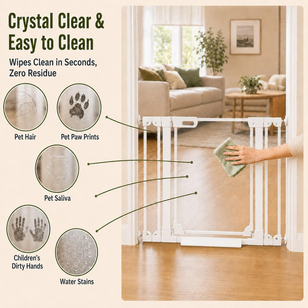 Clear Acrylic Baby Gate 57.87 (White / 57.87-66.14"W x 30"H)