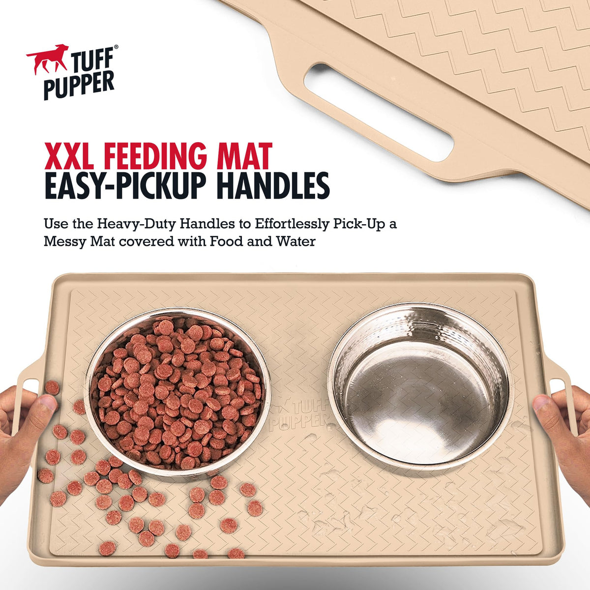 28x20 Large Dog Feeding Mat for Food and Water (Beige / Large - 28" x 20")