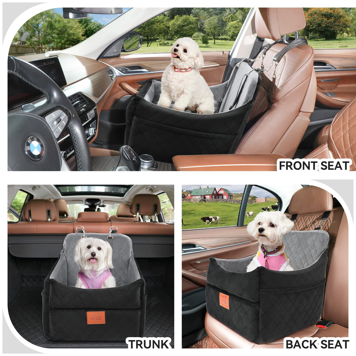 Dog Car Seat for Small (Black/Grey)