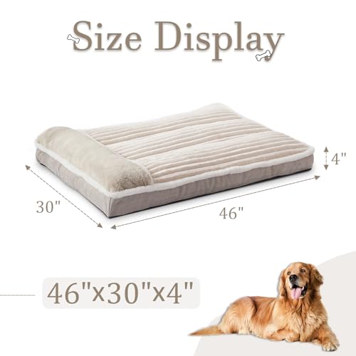 Dog Bed for Large Dogs (Beige / XX-Large:(46"L x 30"W x 4"Th))