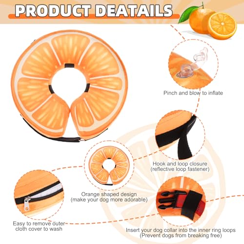 Inflatable Dog Cone Collar Alternative After Surgery (Orange / M+ (Neck:13-15in))