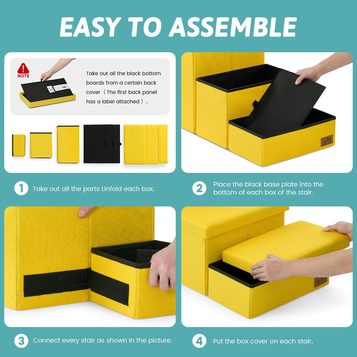 Dog Stairs with Storage (Yellow / 28.5"L x 17"W x 16.7"H)