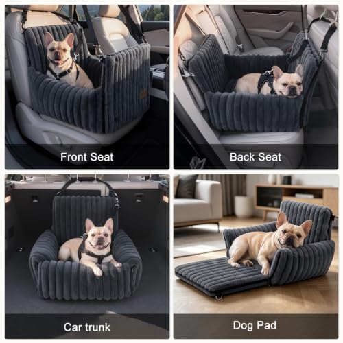 6-in-1 Dog Car Seat for Small/Medium Dogs up to 23 lbs,Grey (Grey)
