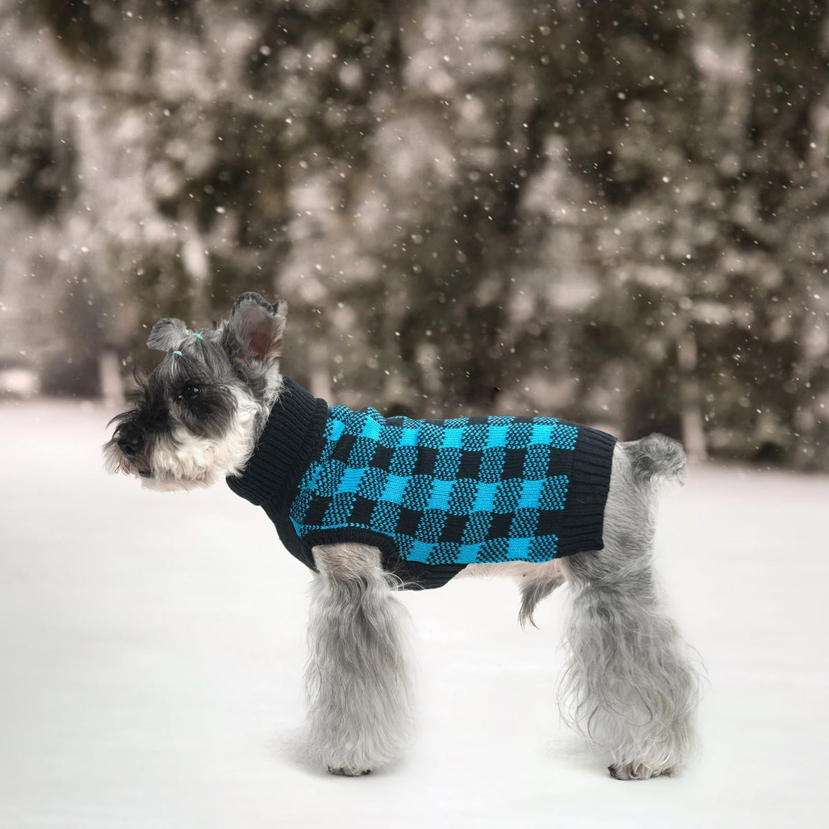 Dog Sweaters for Large Medium Small Dogs (S - Chest 16", Back 12" / Blue&Black)
