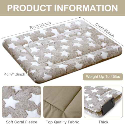 4 Pcs Dog Crate Pads Soft Warm (Rectangular 20 x 30 x 1.6 Inch / Star / Colorful)