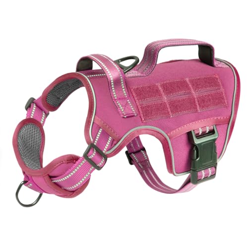 Dog Harness Tactical No Pull for Small Sized Dog with Handle (Pink / S(Neck:16-22",Chest:20-28"),18-35 lbs)