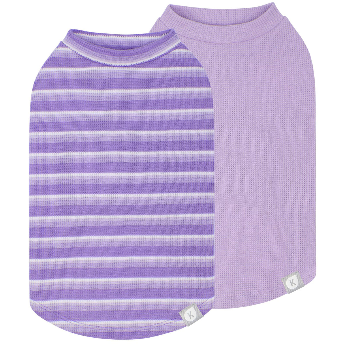 2Pack Waffle Dog Shirt for Small Dogs Striped Dog Sweater Tank Top (Medium (7-11lbs) / 2Pack(Purple+Striped))
