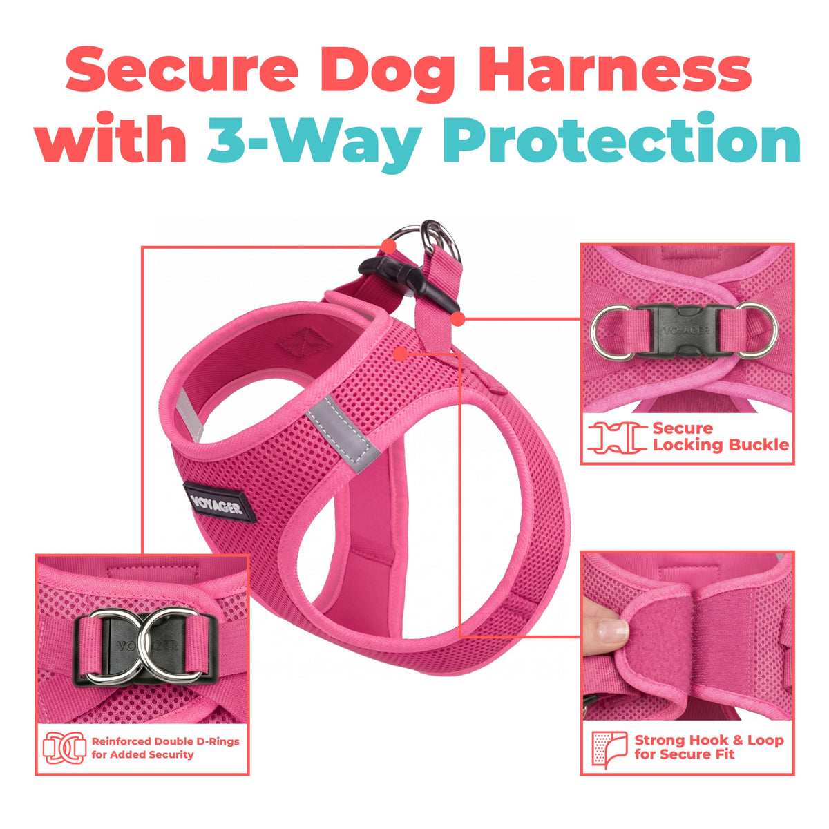 Voyager Step in Air Dog Vest Harness (Fuchsia / XL (Chest: 20.5 - 23"))