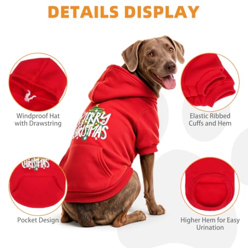 Christmas Dog Hoodie for Medium Large Dogs (Christmas Red / X-Large)