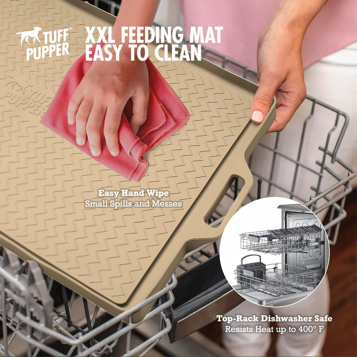 36x24 XXL Dog Feeding Mat for Food and Water (Beige / XX-Large - 36" x 24")