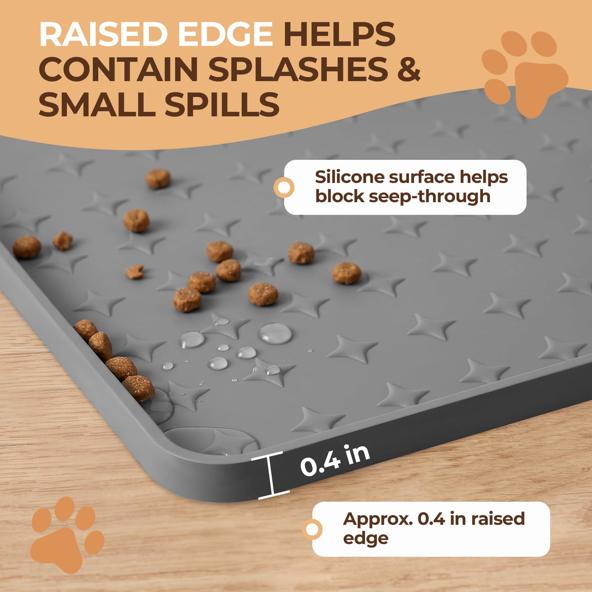 Silicone Pet Feeding Mat (Grey / 24"L x 16"W)