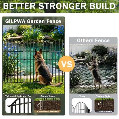 10 Panels Decorative Garden Fence with Lock (48in(H) X 24ft(L))
