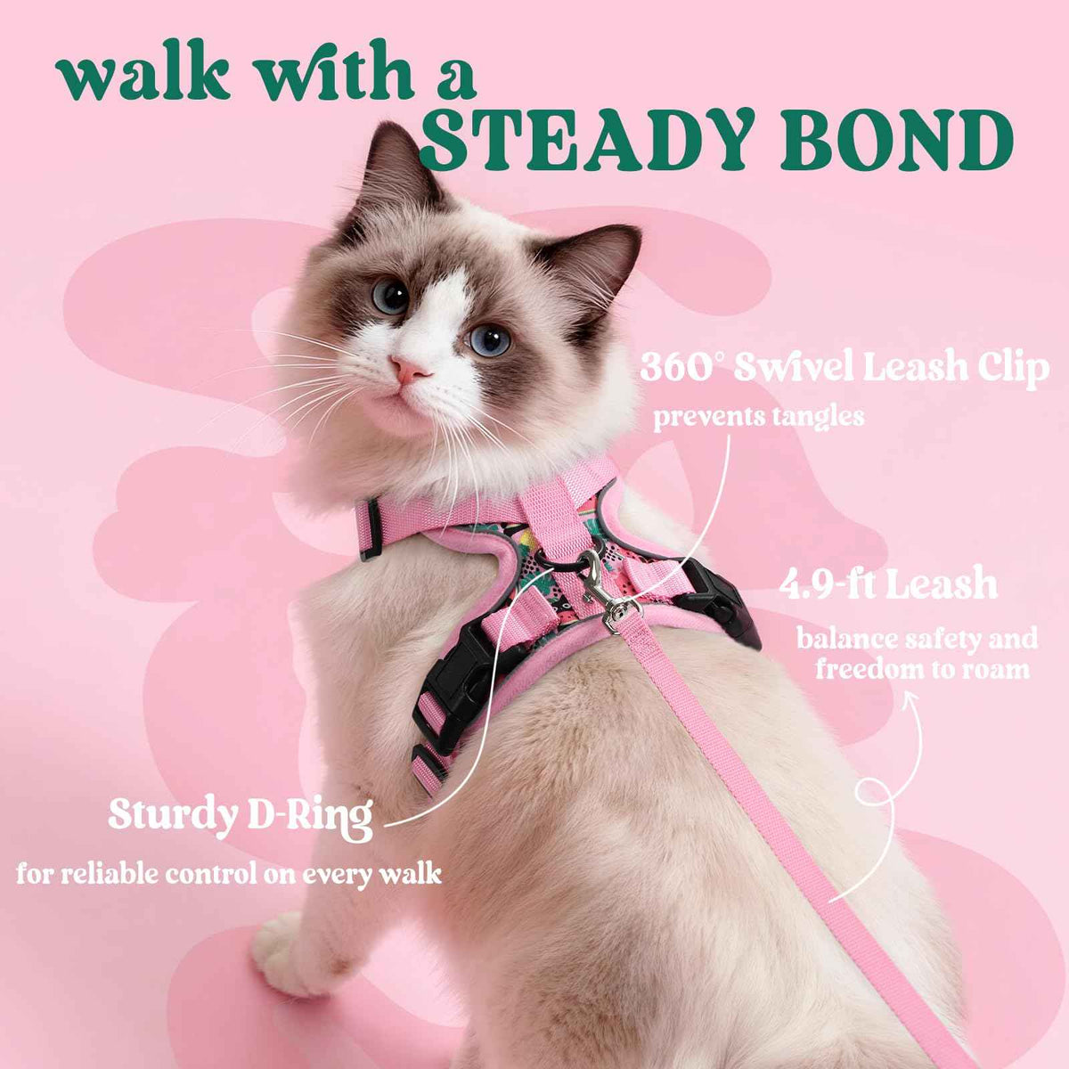 Cat Harness and Leash Set (Xxs / Melon Munch)