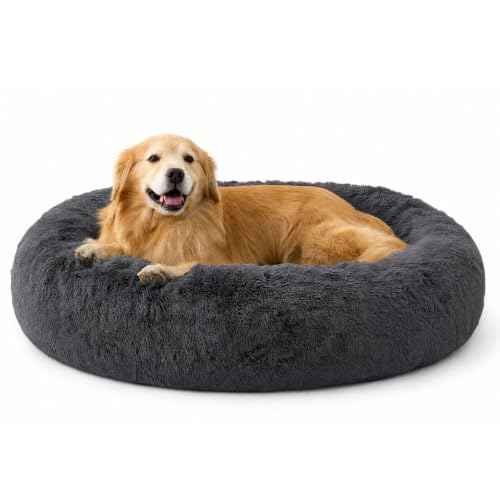 SupportMax® Calming XXL Dog Bed Extra Large Washable Pet Bed (Dark Grey / XXL(45x45x9))