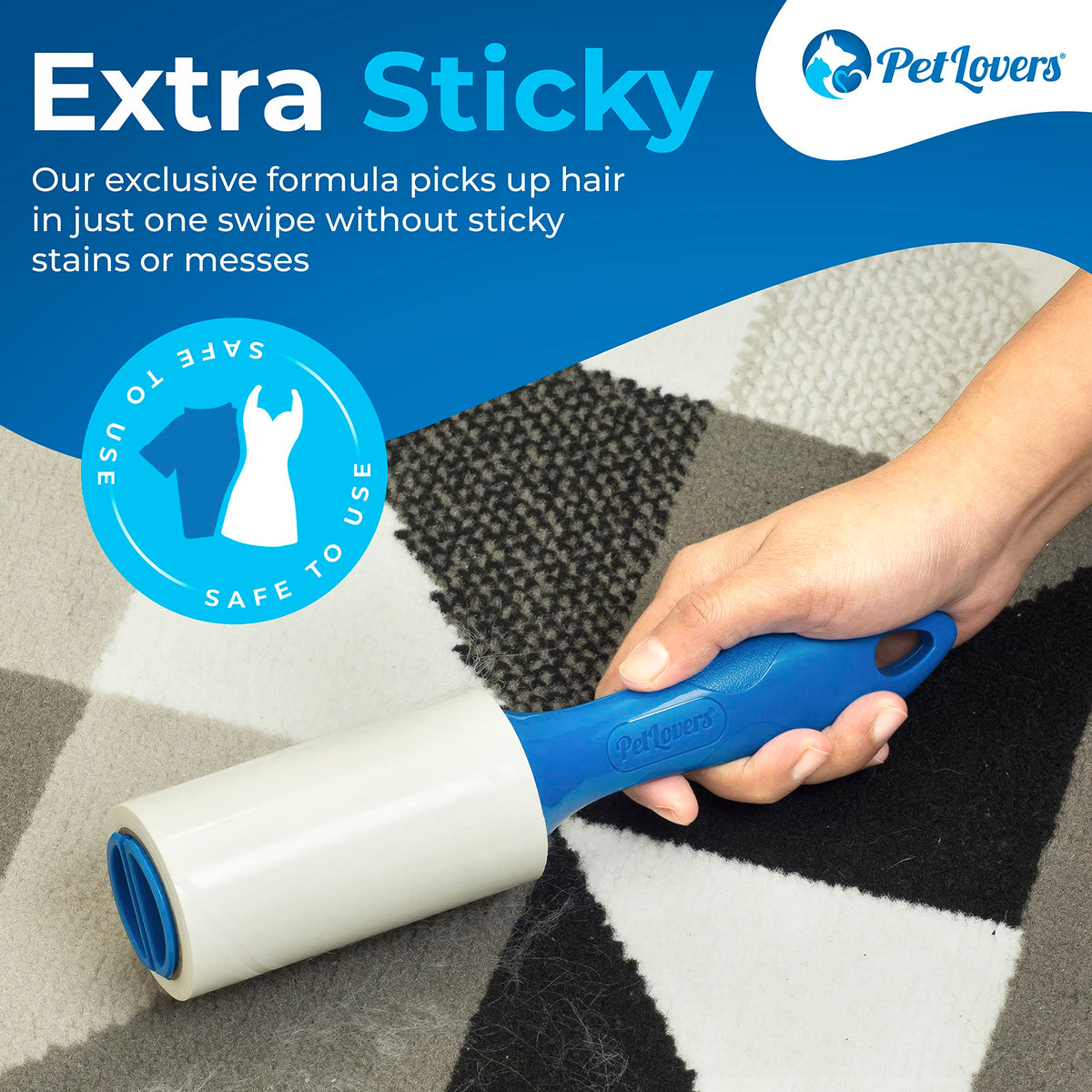 Extra Sticky Lint Roller Single Unit 90 Sheets for Pet Hair Removal