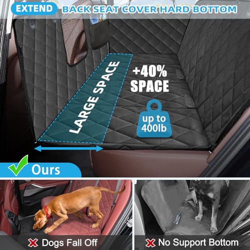Hard Bottom Dog Car Seat Cover for Back Seat (Matte Black / Standard)