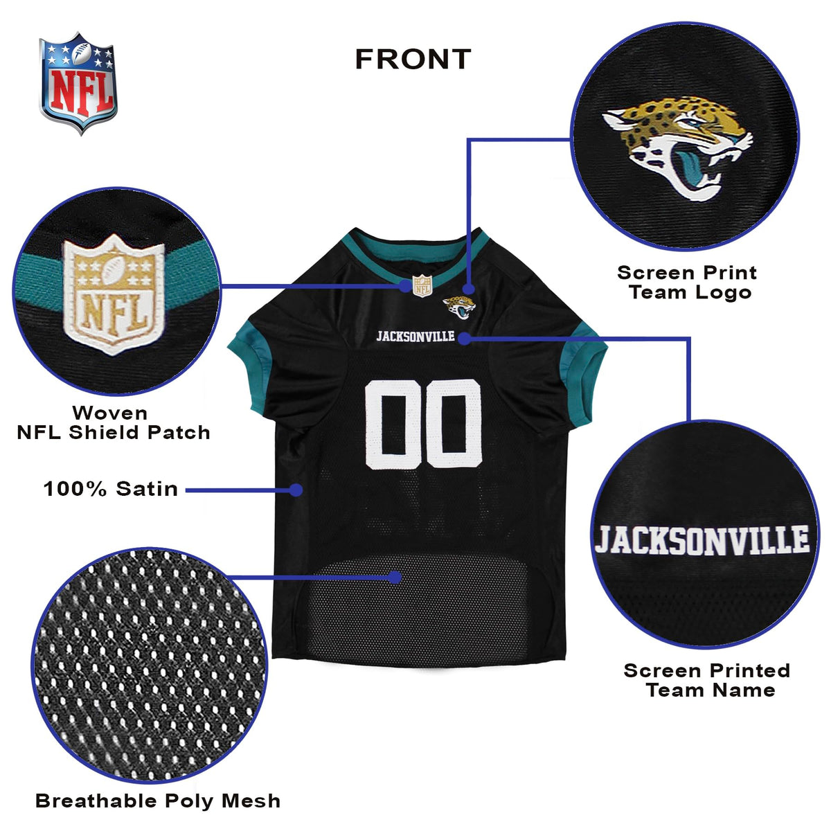 NFL Jacksonville Jaguars Dog Jersey (Jacksonville Jaguars / X-Small)