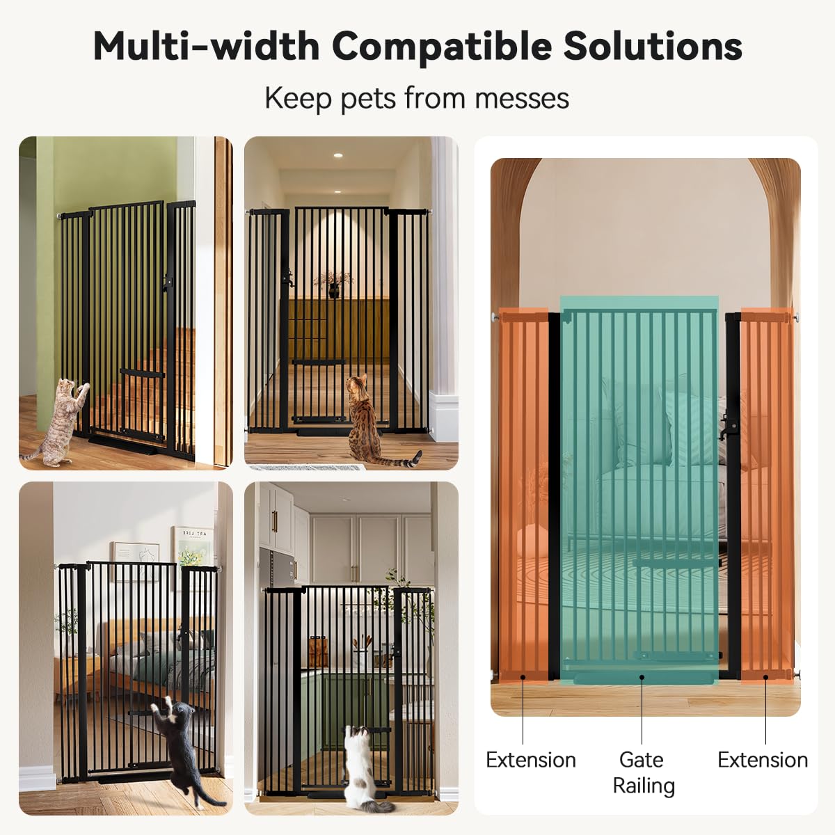 55.1" Extra Tall Pet Gate (Black / 55.1"Tall 43"Wide)