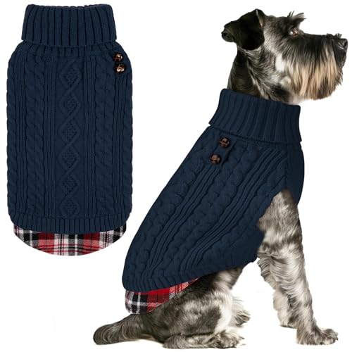 Dog Sweater for Small Dogs Turtleneck Thick Knit Pullover (Medium (7-13lbs) / 4# Navyblue)