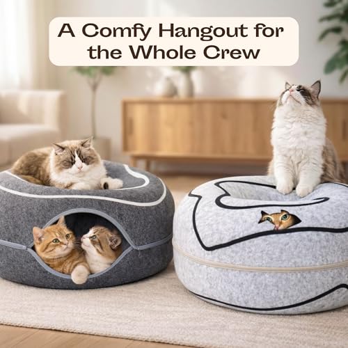 Peekaboo Cat Cave Donut (Light Gray)