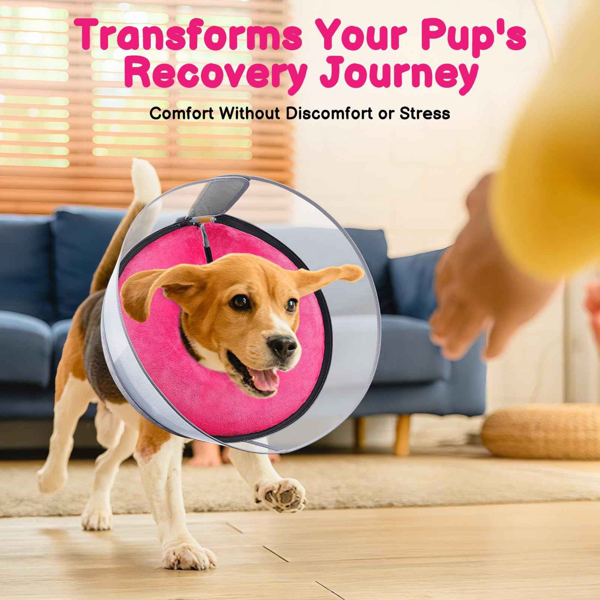 2-in-1 Inflatable Dog Donut Collar for Large Dogs After Surgery (Hot Pink / XL)
