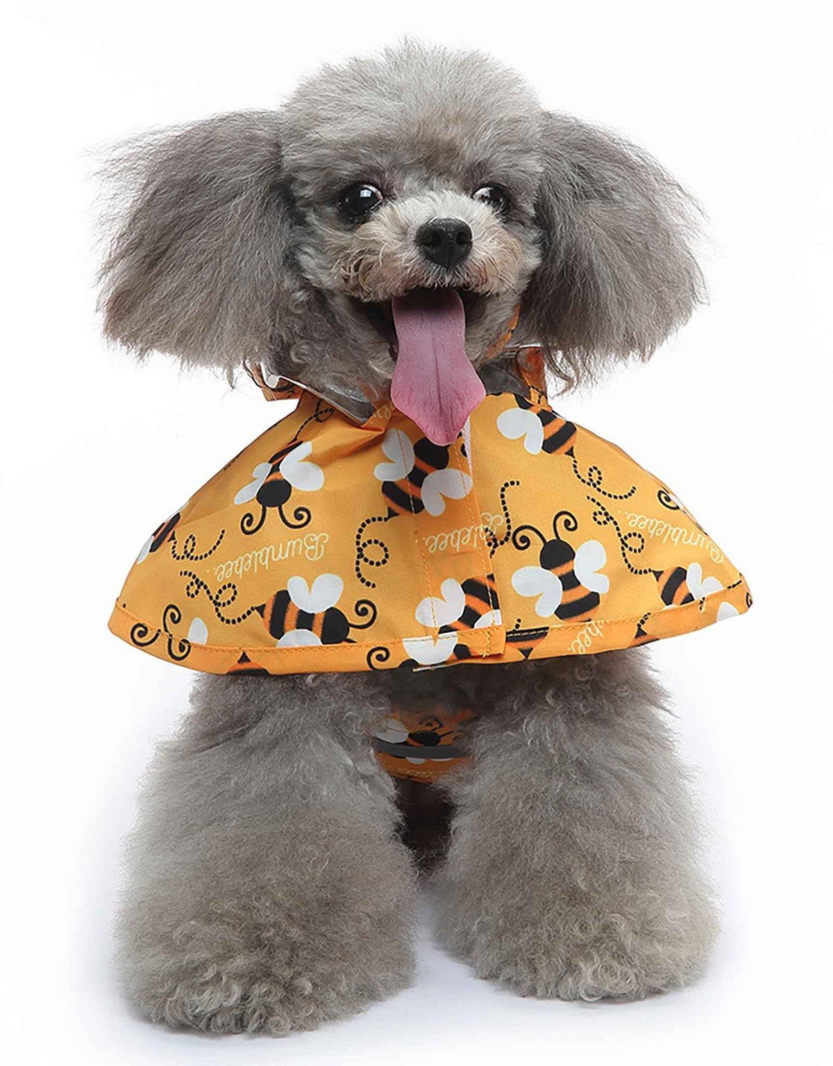 Dog Raincoat Hooded Reflective Waterproof Slicker Poncho (Bee / M(5-7 pound))