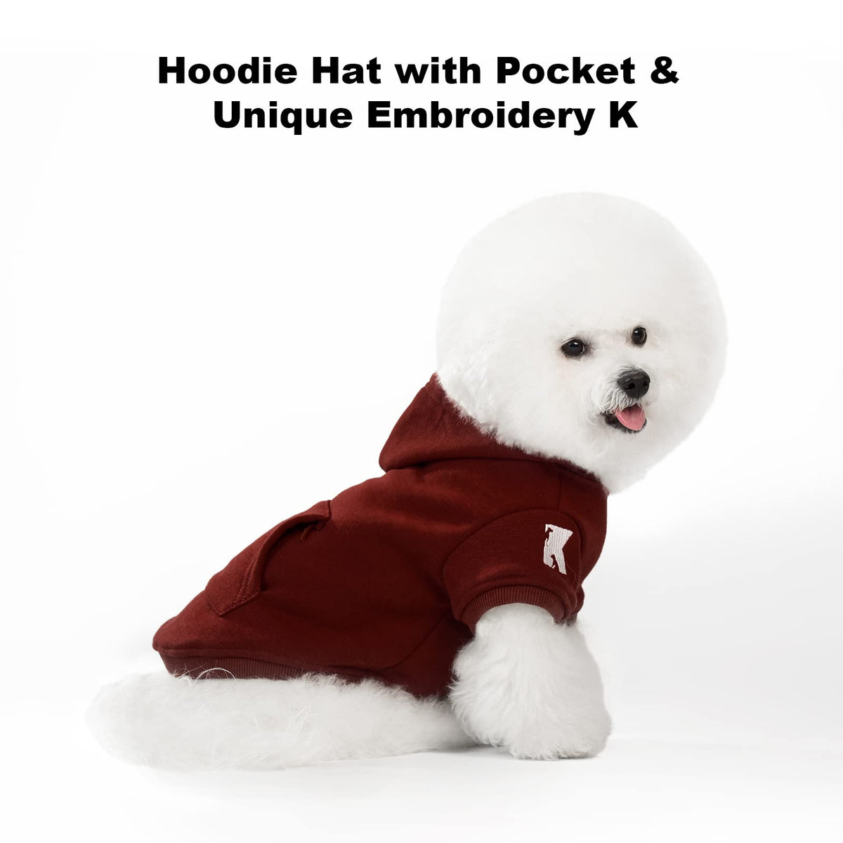 Dog Hoodie Fleece Puppy Clothes Warm Sweater with Hat for Small Dogs Cat Hooded Shirt Kitten Pet Basic Hoodies Sweatshirt with Pocket Doggie Soft Winter Coat Apparel (L-(9~17lb) | Chest(~17.7") / Red)