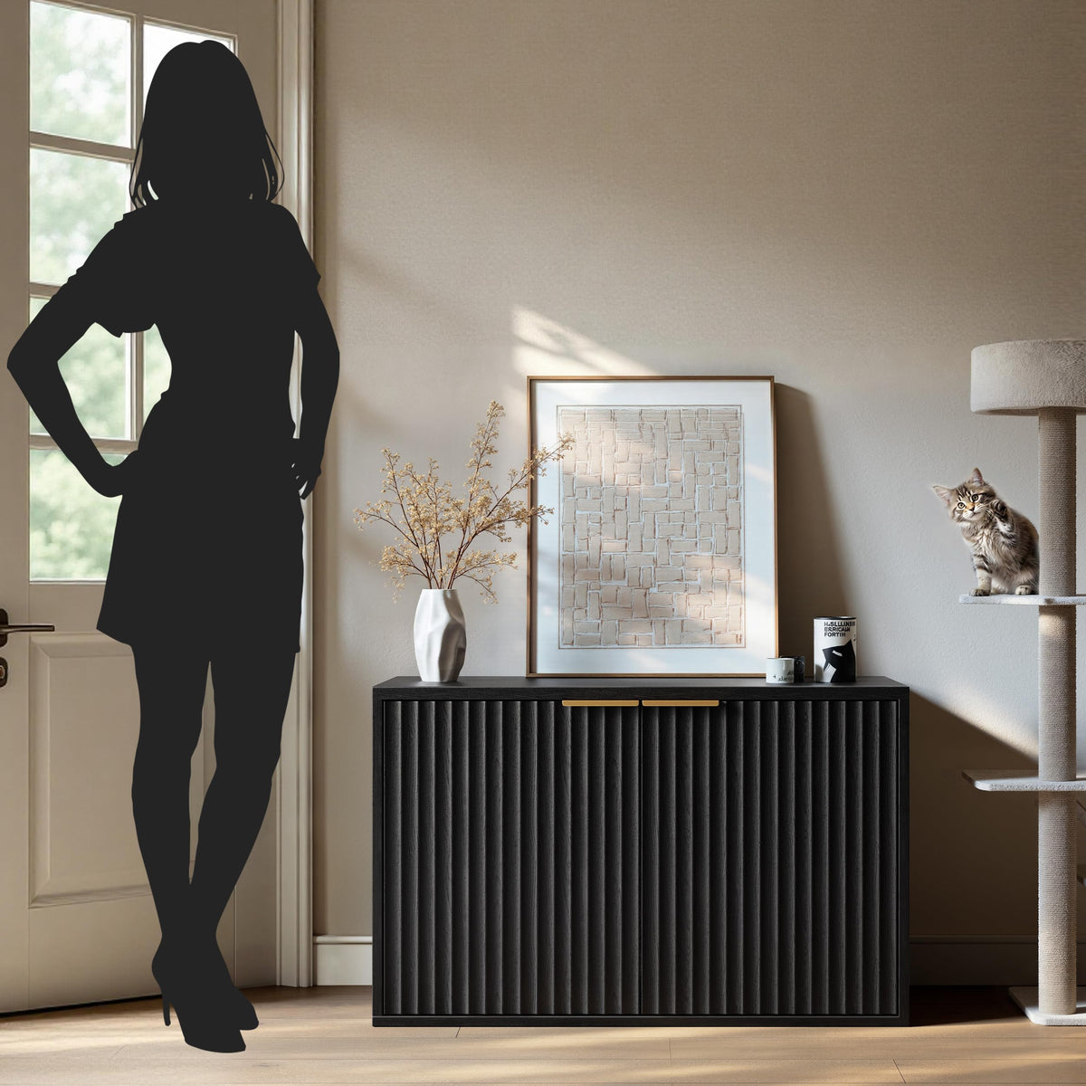31.5" Cat Litter Box Enclosure Furniture (Black)