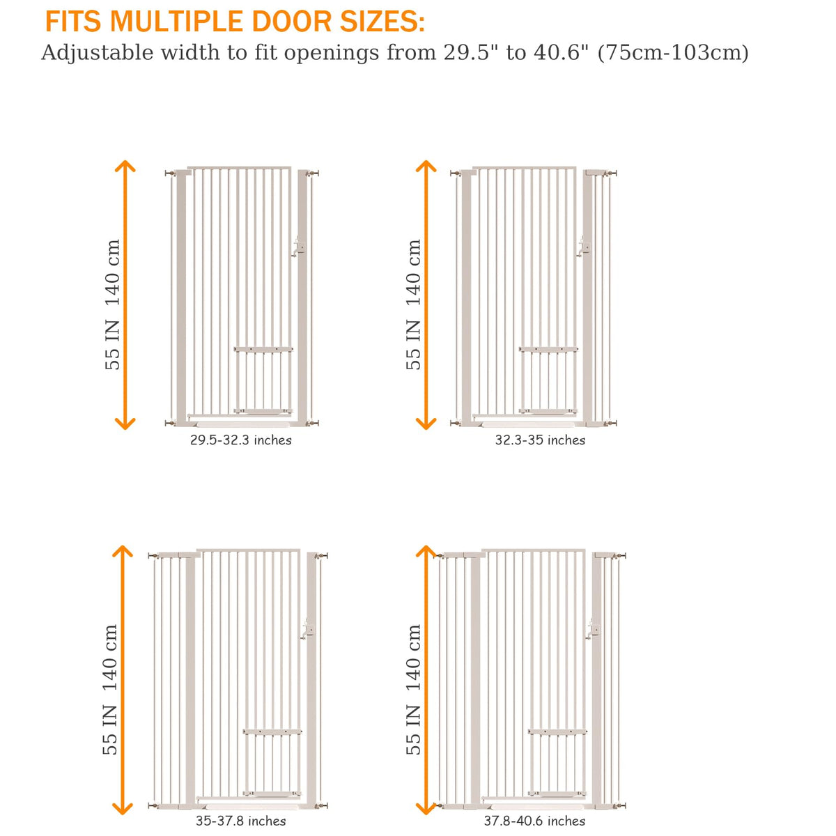 55.11" Extra Tall Cat Gate 29.5 (White / 55.11 inches SET A)