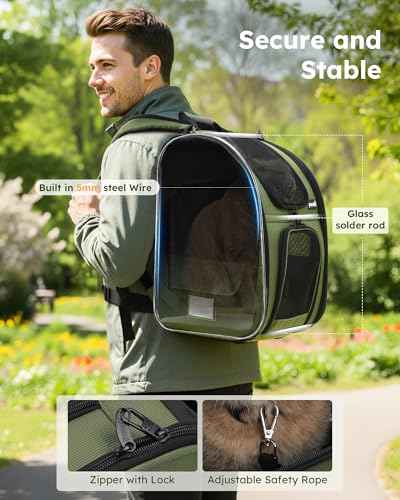 Pet Backpack Expandable (Geen / 12.6"L x 10.2"W x 16.5"H)
