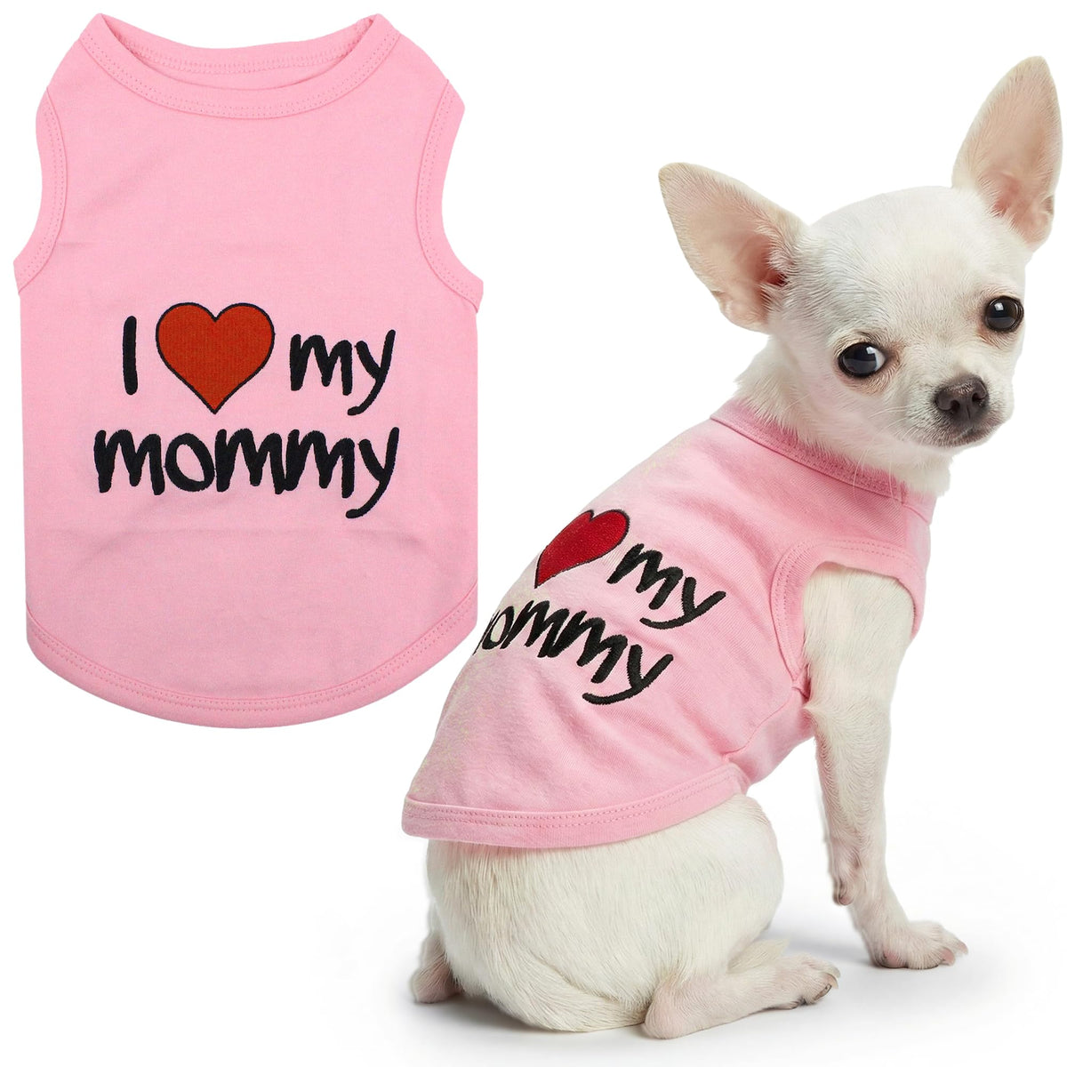 I Love My Mommy Dog Shirt 100% Cotton Shirts for Large Dogs (XX-Small (1-3lbs))