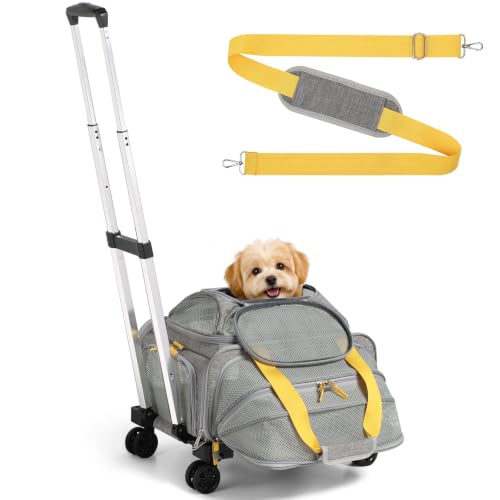 17x13x8 TSA Airline Approved Expandable pet Carrier with Wheels