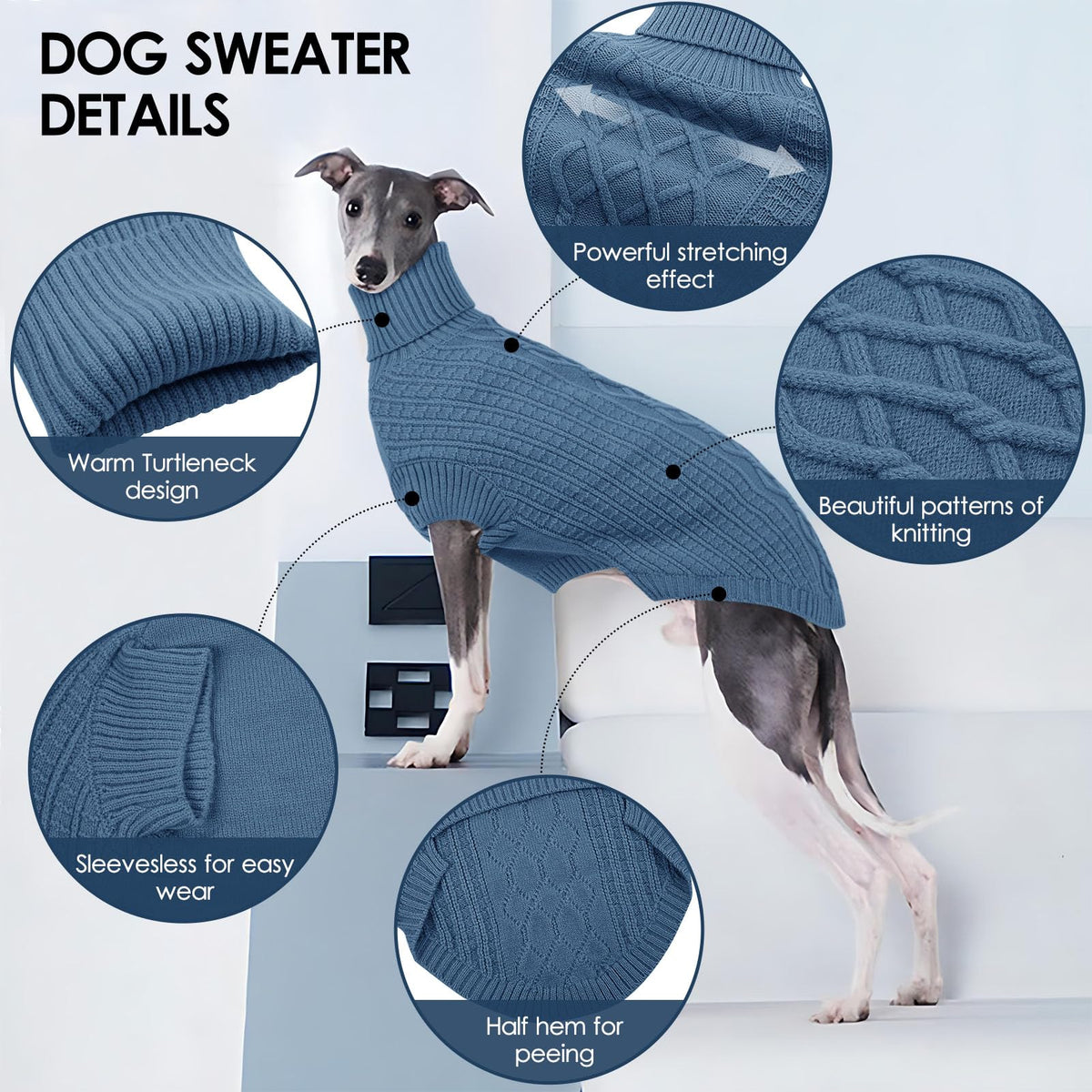 Dog Sweaters for Medium Dogs Girl Boy (Blue / Medium)