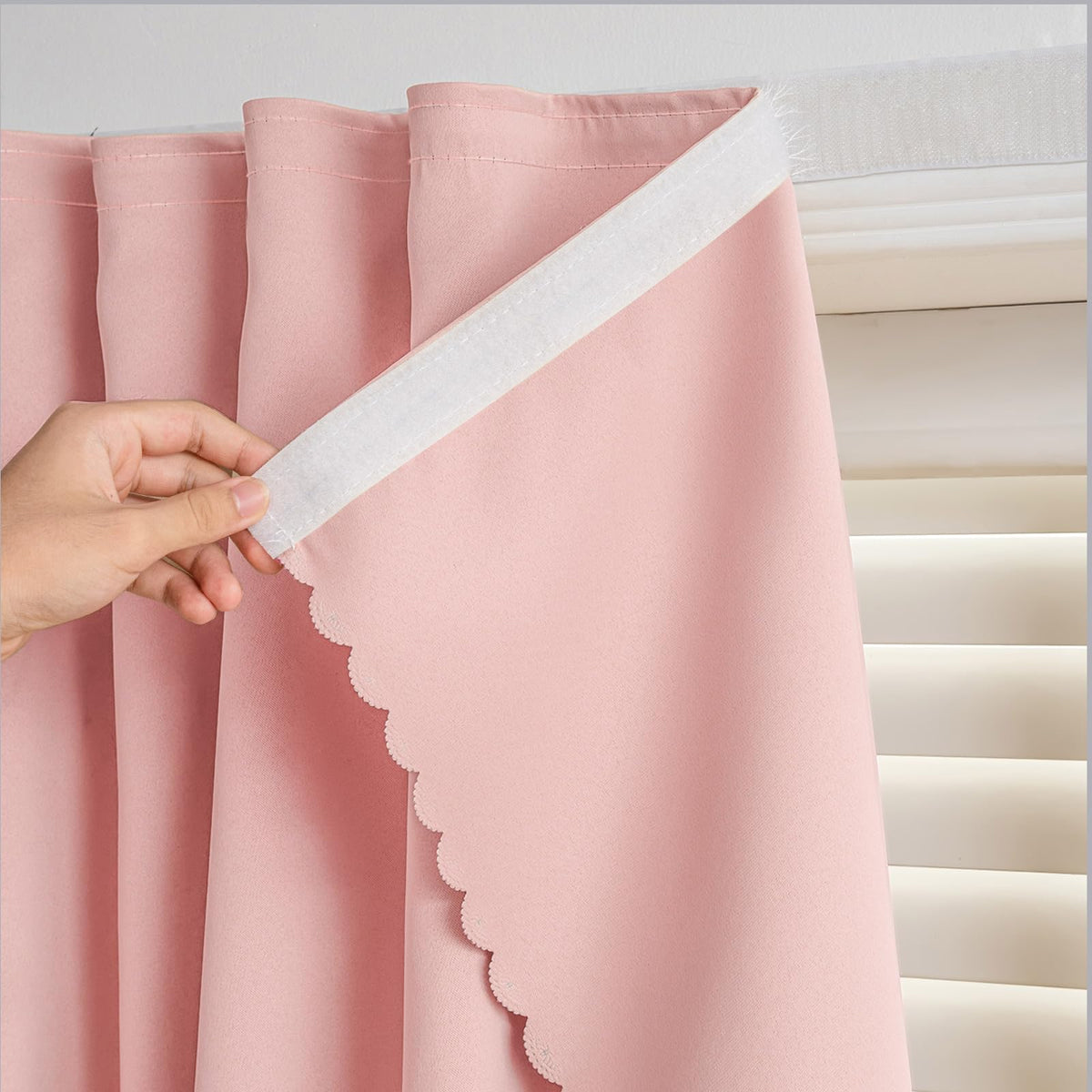 Magic Tape Blackout Curtains (47"W x 84"L (Pack of 1) / Pink)