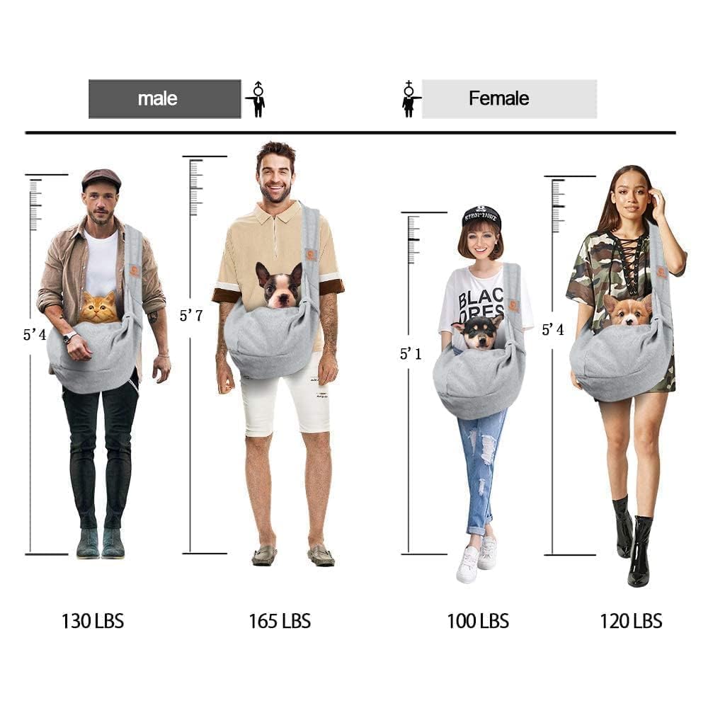 Dog Cat Carrier Sling Classic Pocket & Classic Strap (Grey)